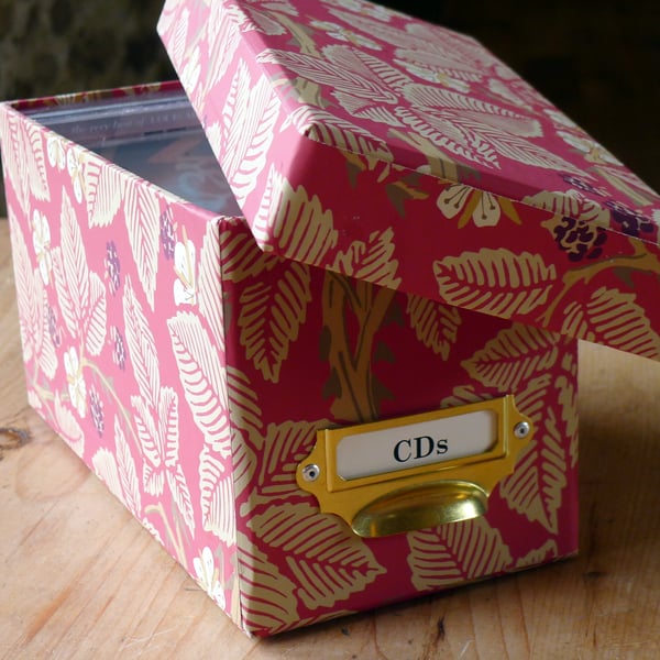 William Morris CD Storage Box: Handmade Bramble Red Keepsake