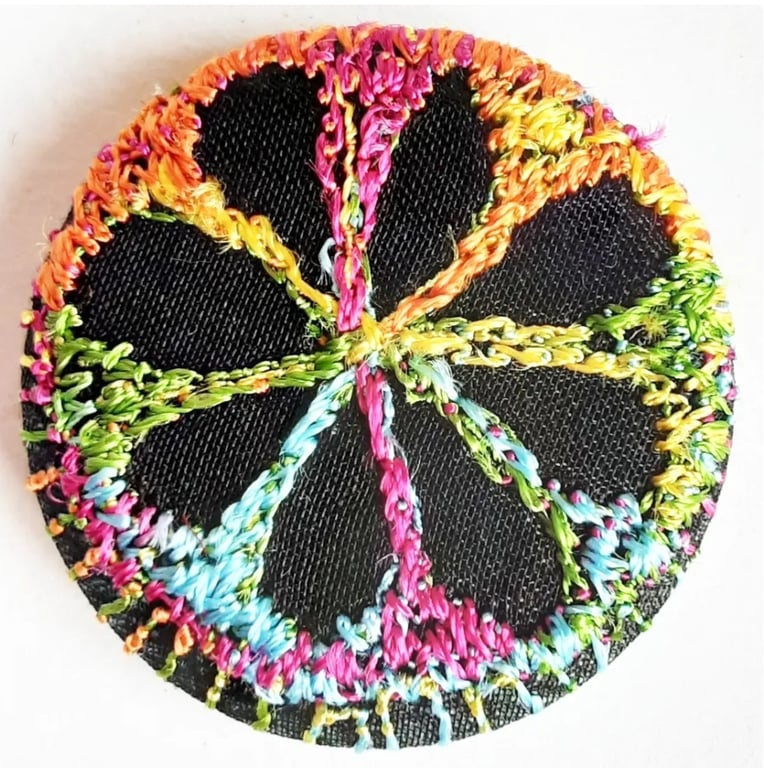 Buttons 1 inch button Hand Dyed Silks and Cottons Free Machine Embroidery Button