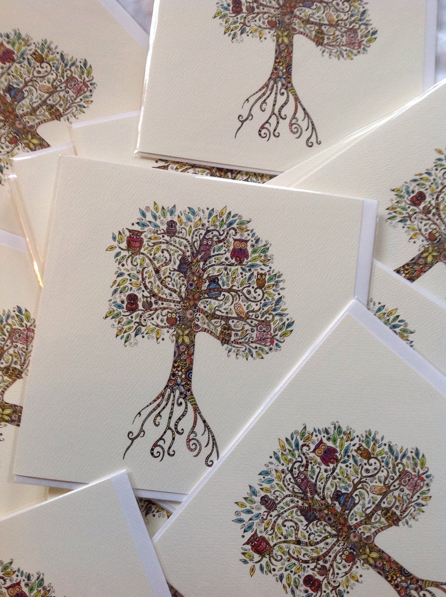 Owl Tree greeting cards 