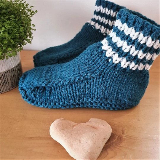 Dorm Boots, Slippers, Slipper Socks, Unisex Adult UK 5-6, Teal & Silver