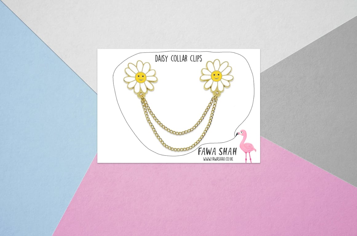 Daisy Flower Collar Chain - Hard Enamel Pin - Jewellery