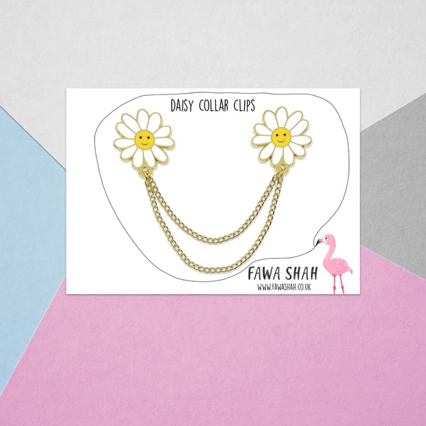 Daisy Flower Collar Chain - Hard Enamel Pin - Jewellery