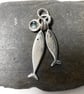 Sterling silver and blue topaz fish pendant with optional chain - Image 3