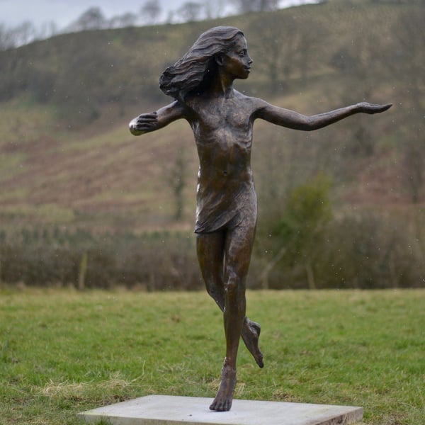 Foundry Bronze 'Miranda' Dancing Girl Statue Large Bronze Metal Sculpture