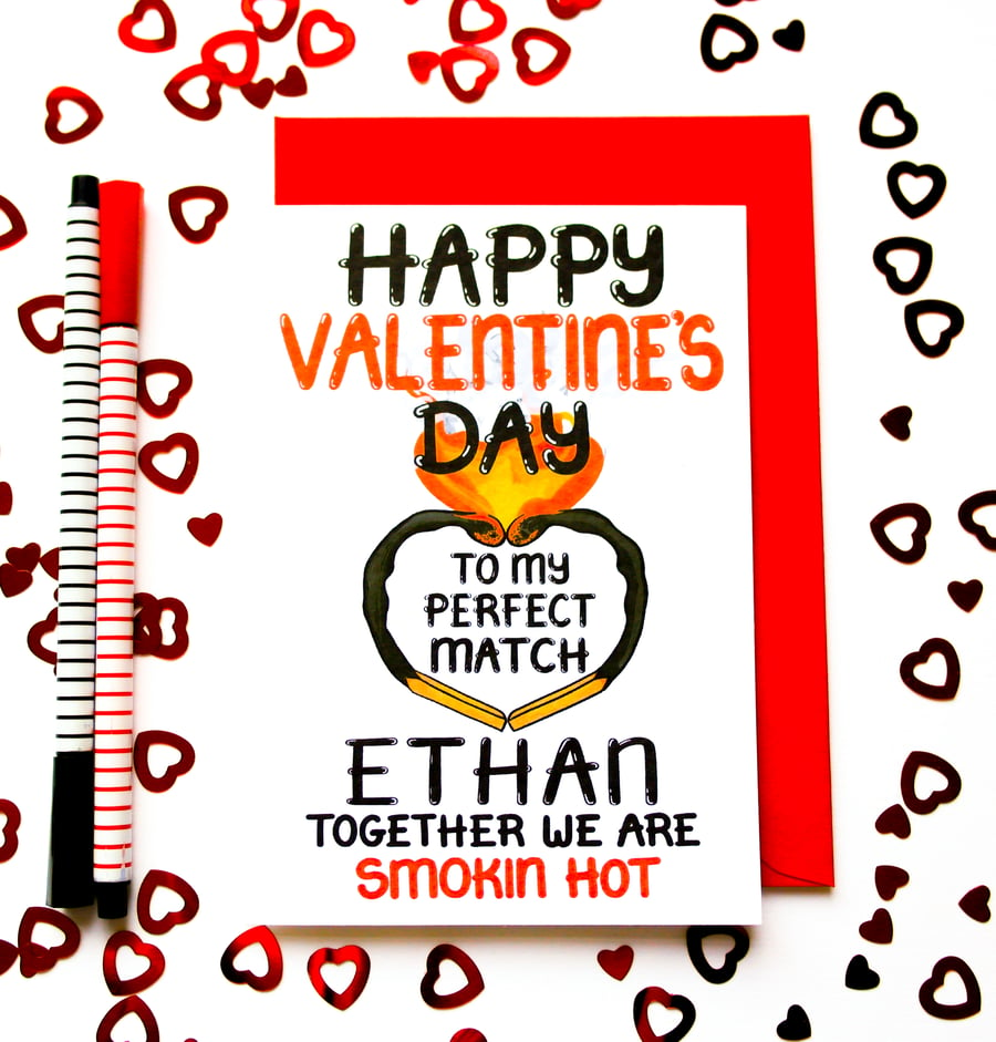 Funny Valentine's Personalised Card, Customised Perfect Match Valentine Card 