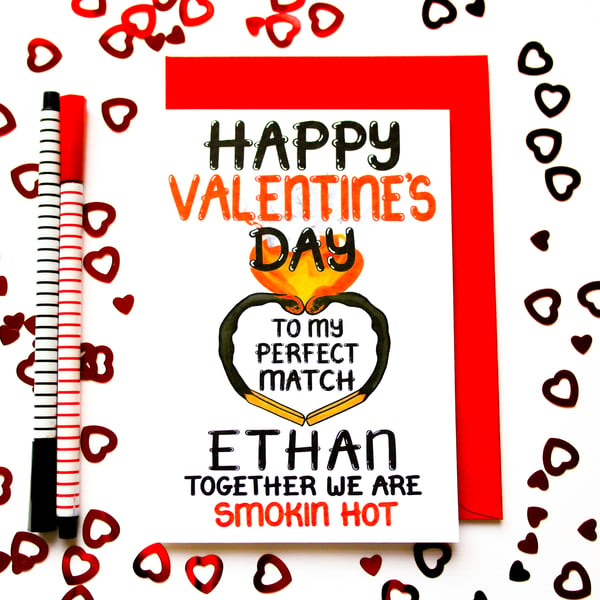 Funny Valentine's Personalised Card, Customised Perfect Match Valentine Card 