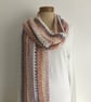  SCARF, neckwarmer. 'Coast Path'  Soft , lightweight alpaca blend . Cream, pink. - Image 5