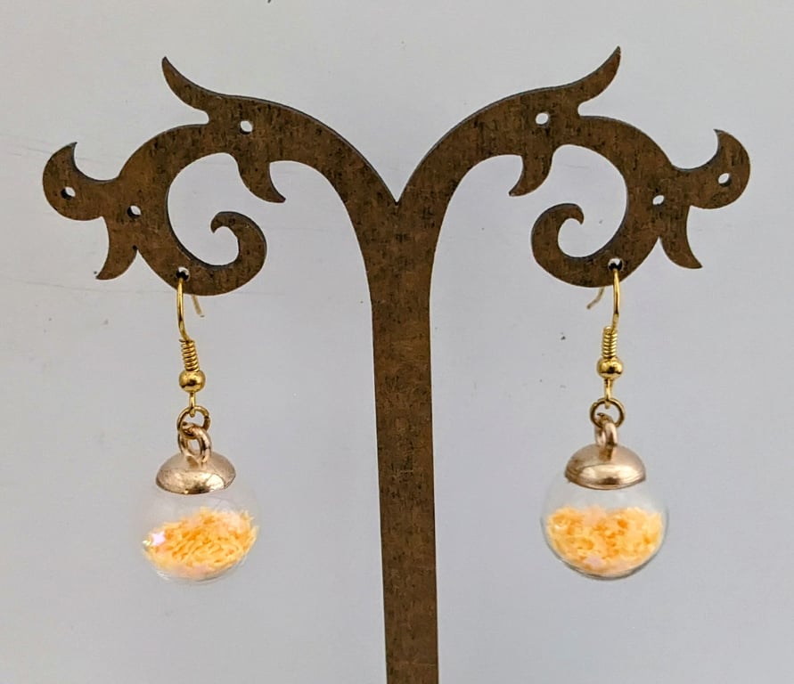 Glass Christmas bauble earrings - pale orange stars