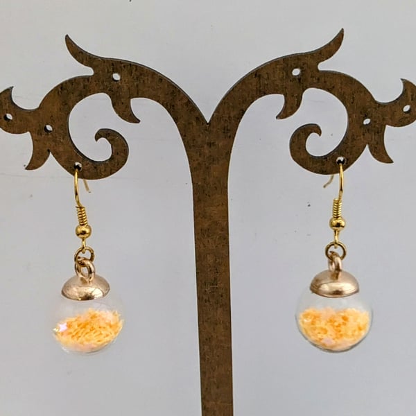 Glass Christmas bauble earrings - pale orange stars