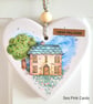 New Home Ceramic Heart - gift, handpainted, hanging decoration, home decor