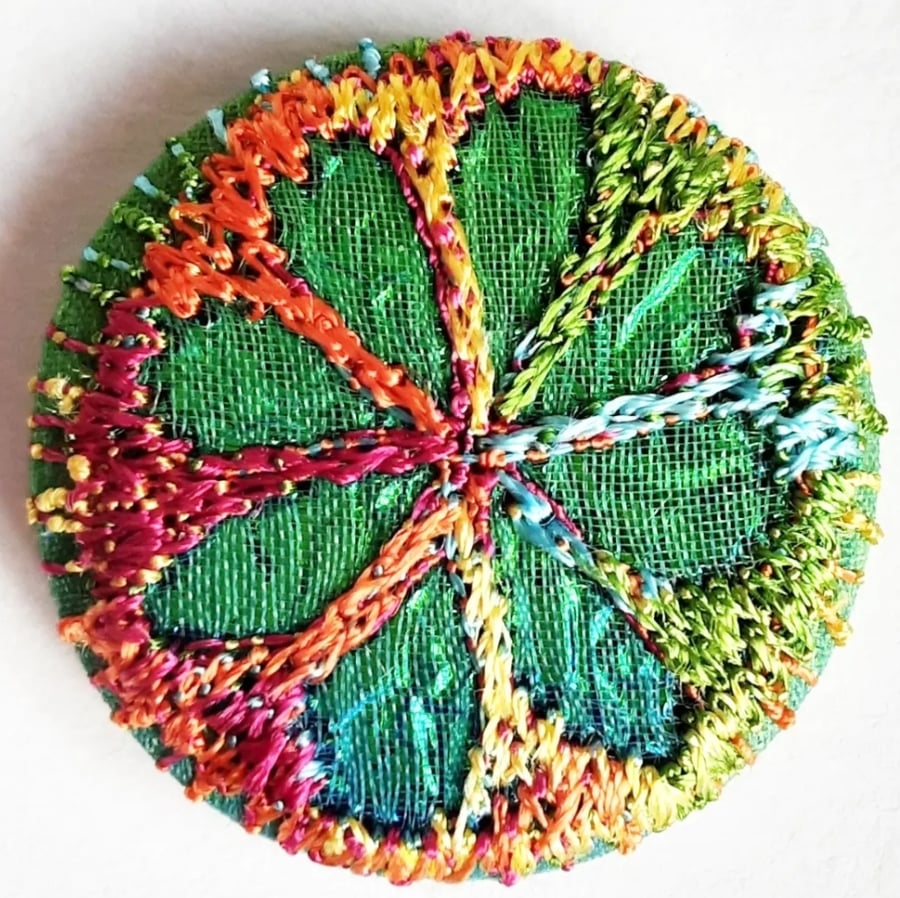 Buttons 1 inch button Hand Dyed Silks and Cottons Free Machine Embroidery Button