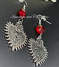 Gothic All Seeing Eye Earrings - Red Heart Earrings - Handmade - Drop Earrings - Image 4