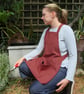 Harvest Pouch Apron for Gardeners with Cross Back Straps. Dusky Pink Canvas