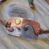 Copper, silver and brass 'sunlight on the ocean waves' mixed metal bracelet