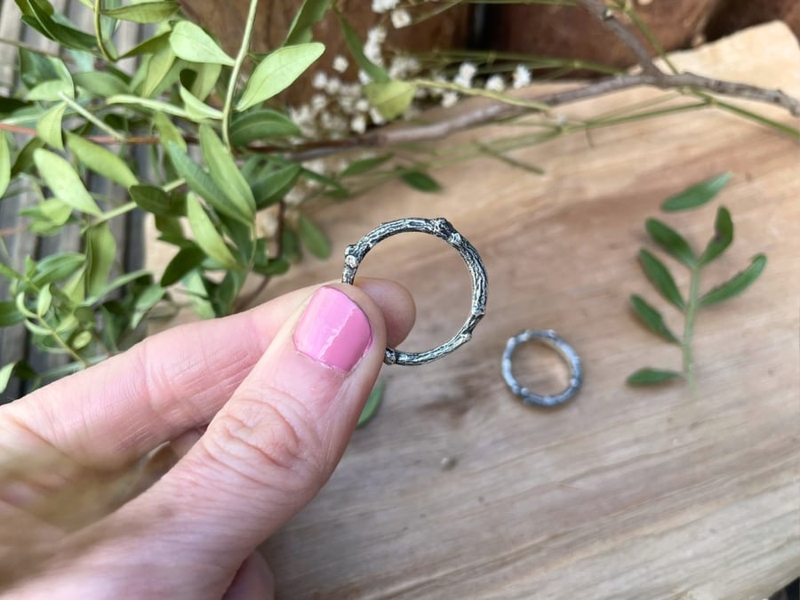 Handmade Silver Twig Ring