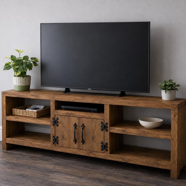 Handmade Rustic Wooden Hallway TV Cabinet: Farmhouse Console Table Entertainment