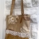 Lined Shoulder Bag, Cream Tote Bag