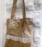 Lined Shoulder Bag, Cream Tote Bag