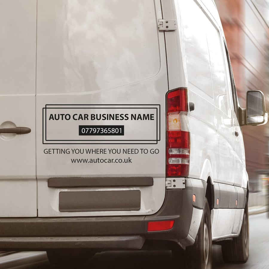 Business Information Advertising for Car or Van Sticker Company Window Business 
