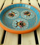 Three Bees Blue Mosaic Bird Bath - Image 3