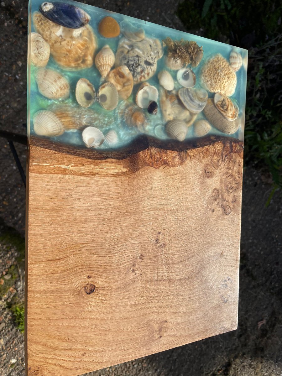 Oak & resin  sea life chopping board
