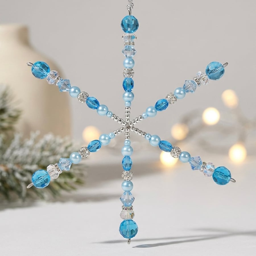 Snowflake Ornament in Sparkling Blue- 