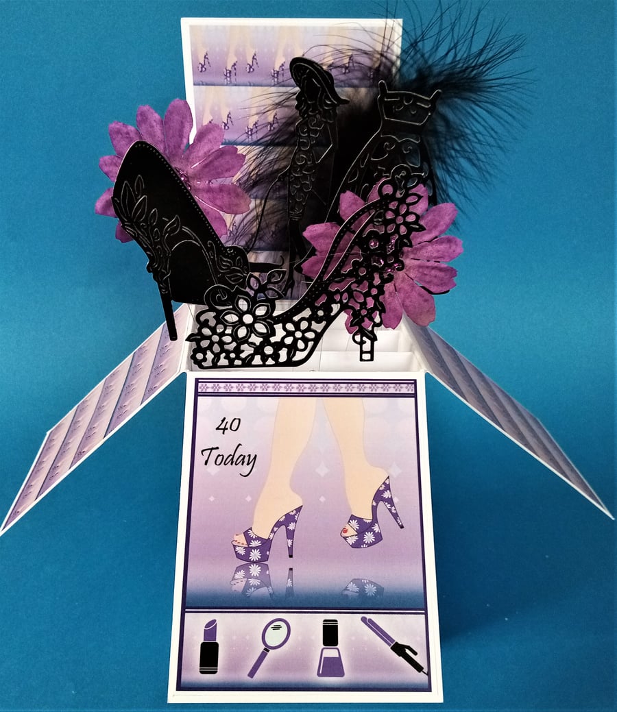 Ladies 40th Birthday Card with Shoes