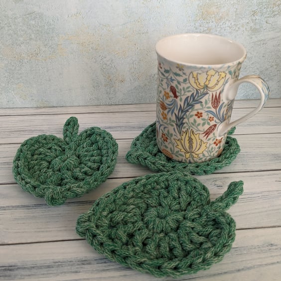 Leaf coaster, chunky mat, cotton coasters, plant lovers gift