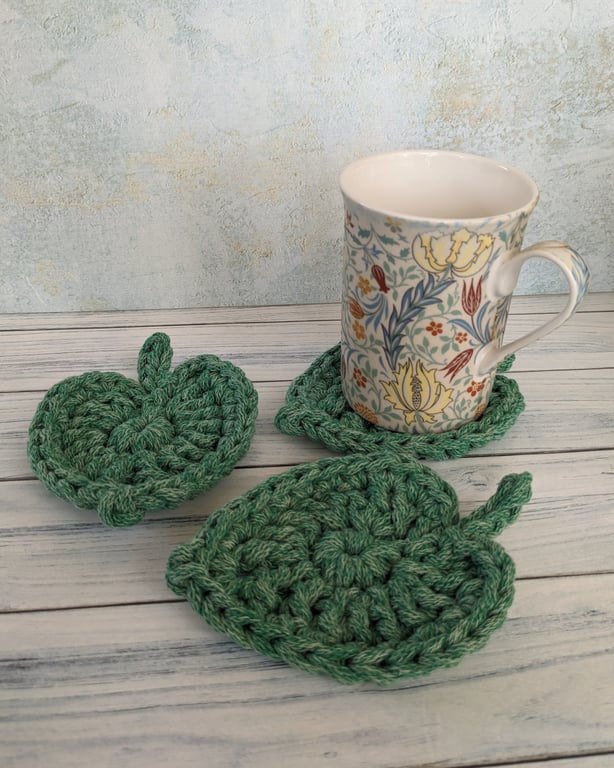 Leaf coaster, chunky mat, cotton coasters, plant lovers gift