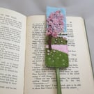 Blossom and Sheeep Embroidered Felt Bookmark