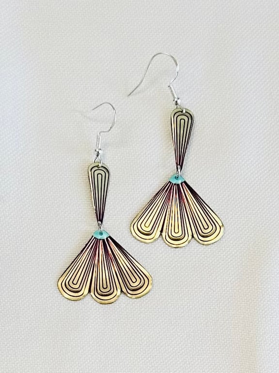 Art Deco style recycled tin earrings 
