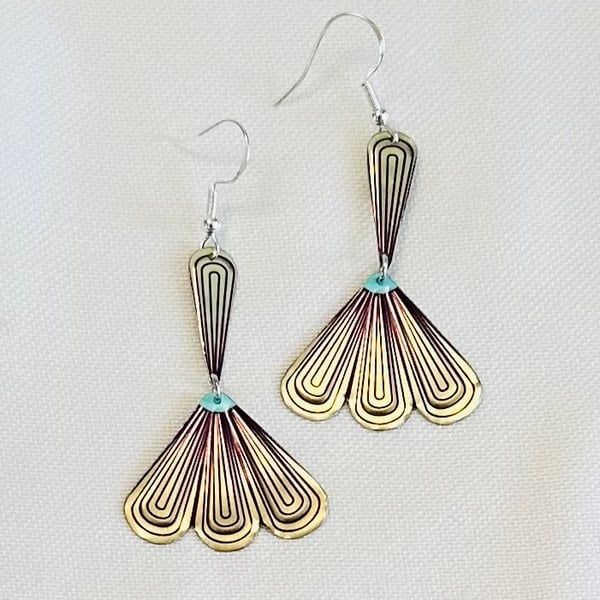 Art Deco style recycled tin earrings 