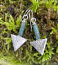 Sterling silver and African turquoise triangular earrings