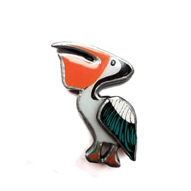 Wonderfully Whimsical Orange Retro Pelican Brooch by EllyMental