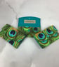 Peacock feathers card case, Peacocks travel pass holder, Handmade - Image 10