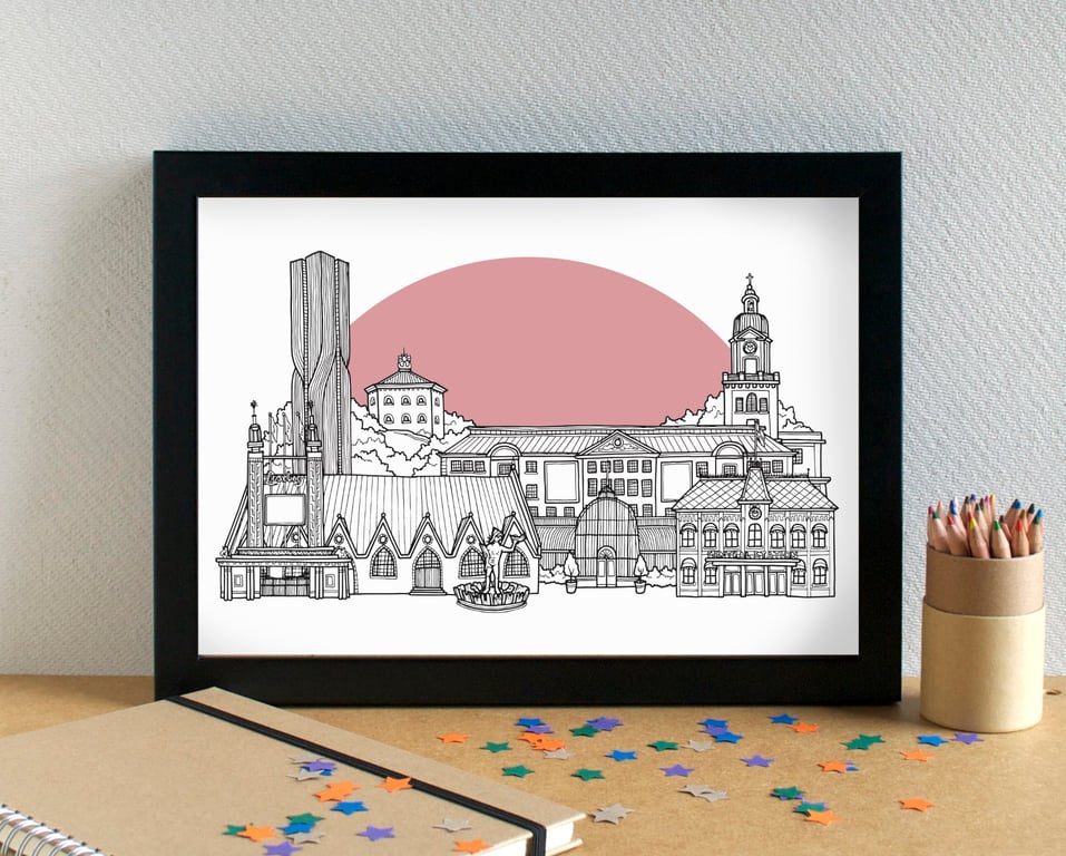 Gothenburg Skyline Travel Art Print