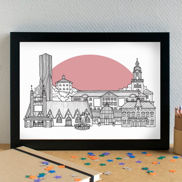 Gothenburg Skyline Travel Art Print