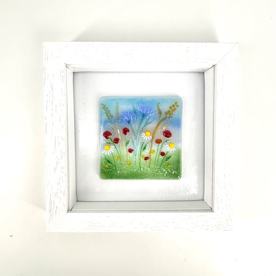 Fused Glass Flower Meadow Picture
