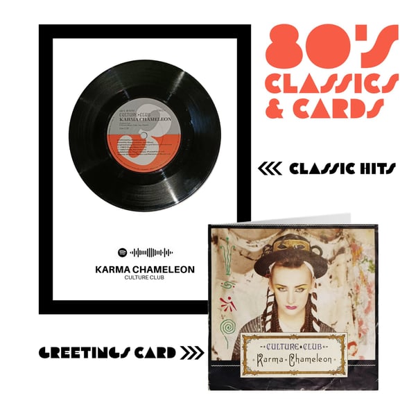 Karma Chameleon (UK No.1) Framed Vinyl and Upcycled Greeting Card