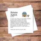 Estate Agent Definition Card - Thank you, personalised, blank inside