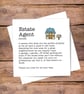 Estate Agent Definition Card - Thank you, personalised, blank inside