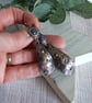 Earrings, Sterling Silver and Copper Droppers with Sodalite Gemstones - Image 2