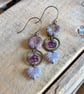Nature Inspired Czech Glass Flower & Leaf Earrings. Lavender & Lilac Earrings  - Image 5