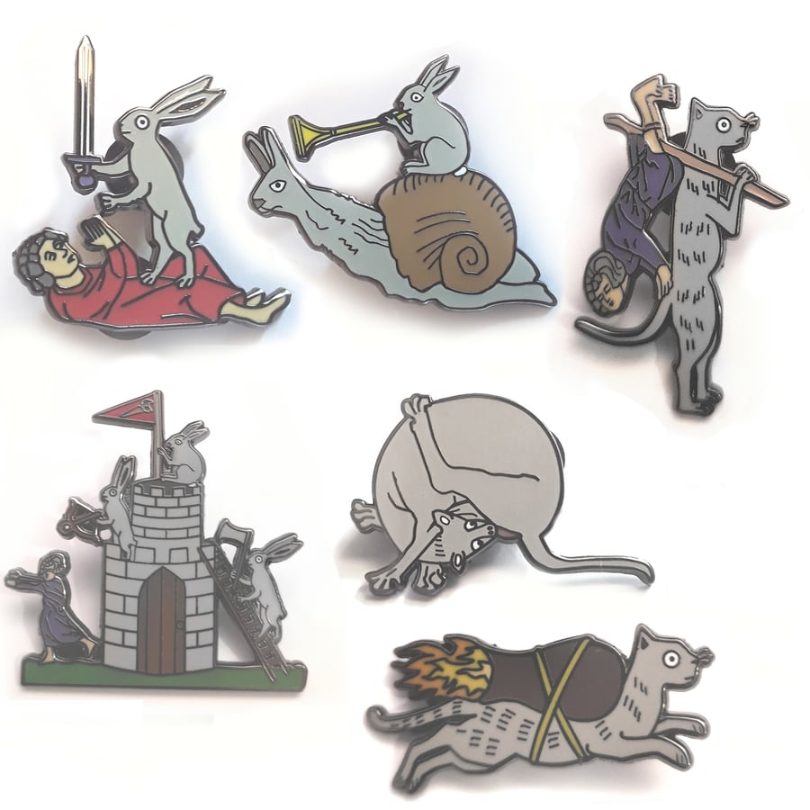 6 x Medieval hard enamel pin badges