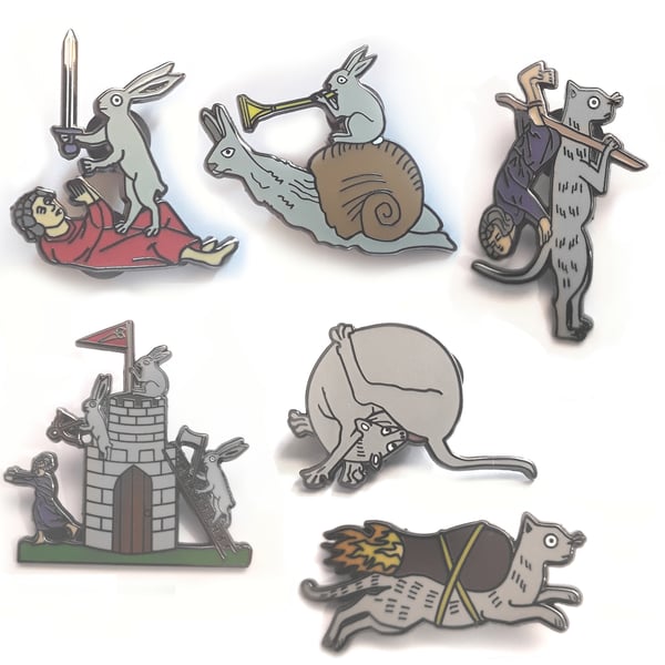 6 x Medieval hard enamel pin badges