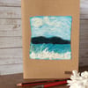 Embroidered seascape sketchbook or kraft book. 