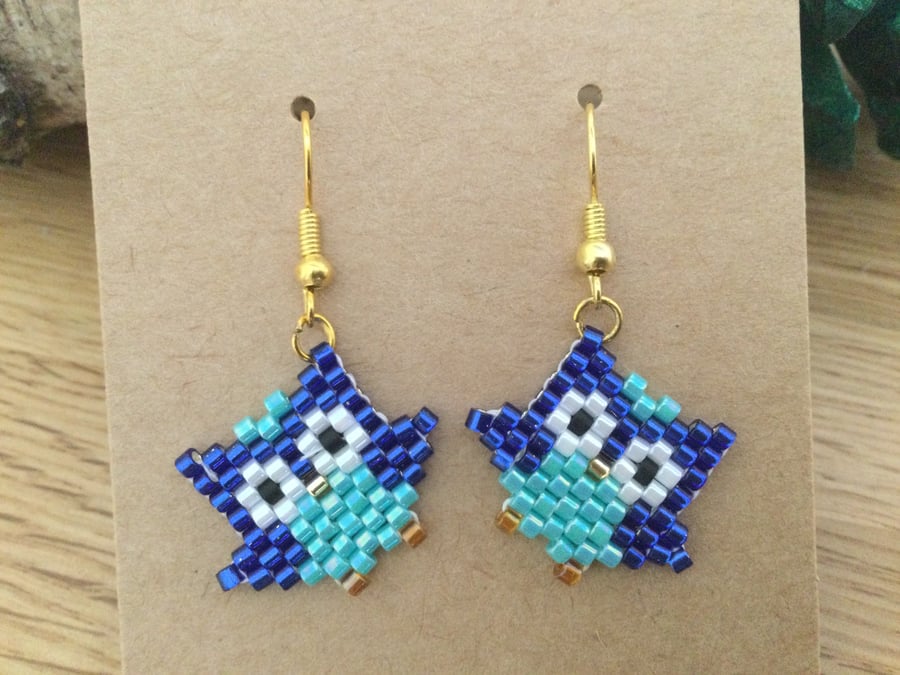 Beaded Cute Owl Earrings
