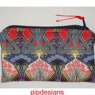 Purse  Art Deco Nouveau Liberty Fabric Ianthe Red Coin Credit Card