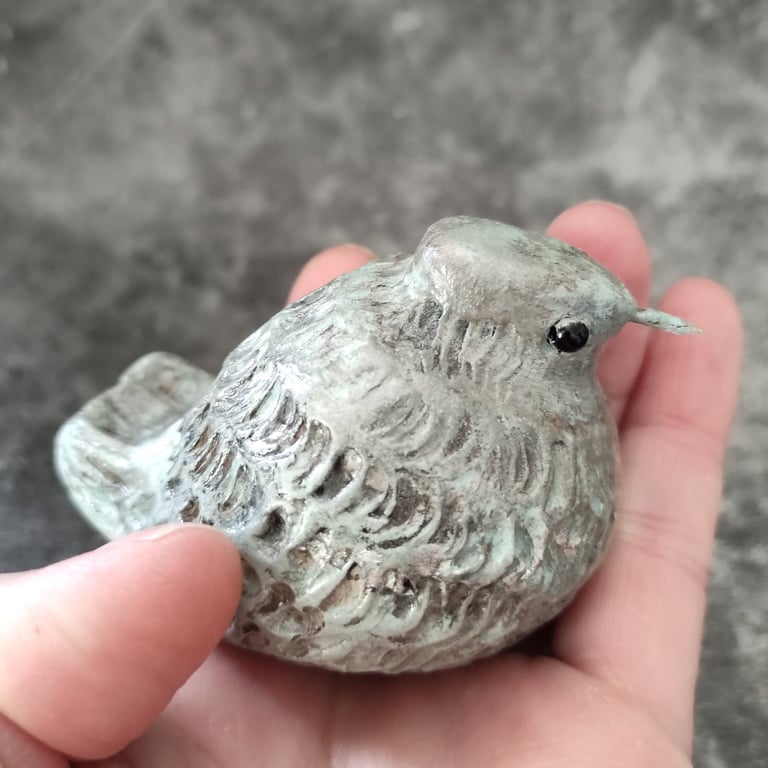 Baby Bird Sculpture, Pearl Green Fledgling Ornament