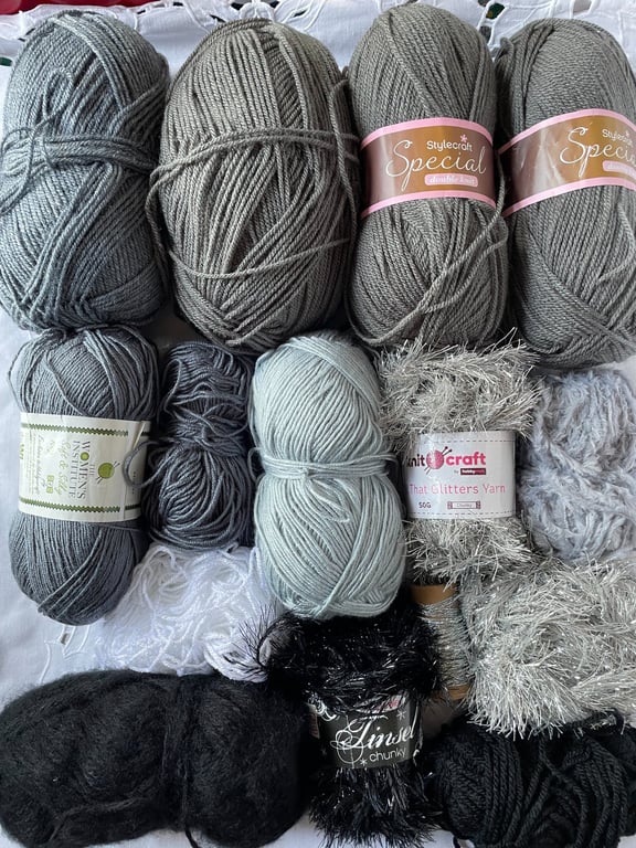 Shades of Grey Yarn Bundle Stylecraft Women's Institute KingCole Knit Craft Yarn